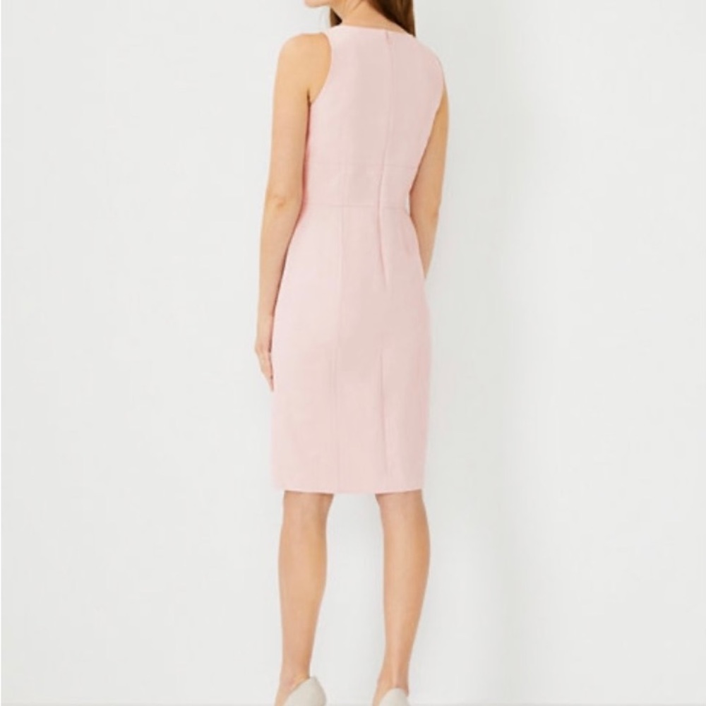 Ann Taylor Seamed Square Neck Sheath Dress in Stretch Cotton, Opal Blush, Large - Picture 7 of 7